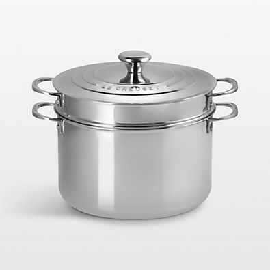 View Le Creuset ® Signature Stainless Steel 9-Qt. Stock Pot with Lid and Deep Colander details