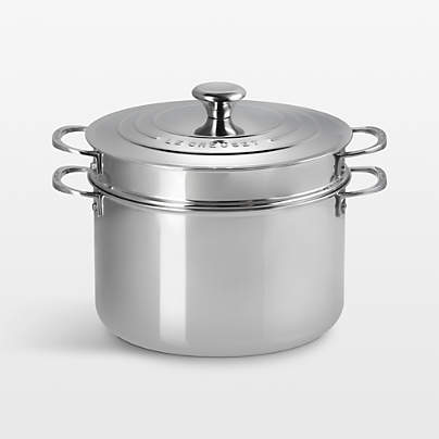 Le Creuset ® Signature Stainless Steel 9-Qt. Stock Pot with Lid and Deep Colander