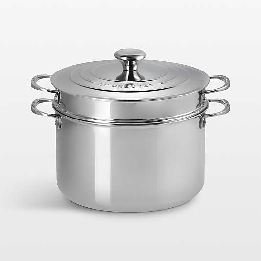 Le Creuset ® Signature Stainless Steel 9-Qt. Stock Pot with Lid and Deep Colander