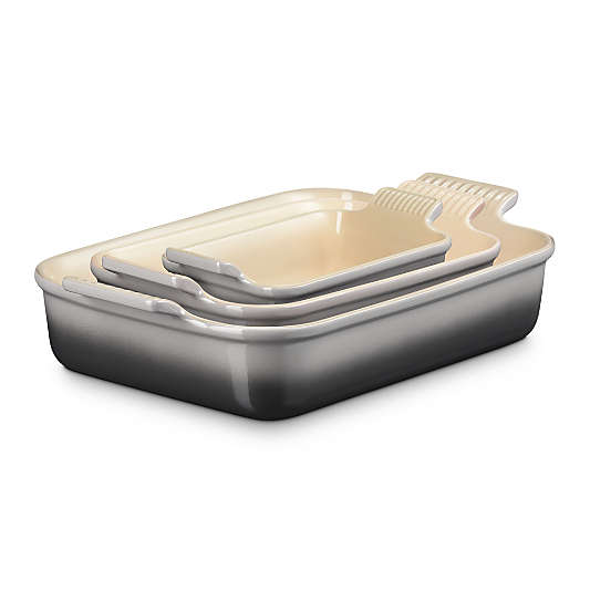 Le Creuset ® Heritage Oyster Stoneware 3-Piece Rectangular Baking Dishes Set