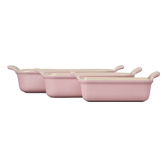 Le Creuset ® Heritage Chiffon Pink Stoneware Rectangular Baking Dishes, Set of 3