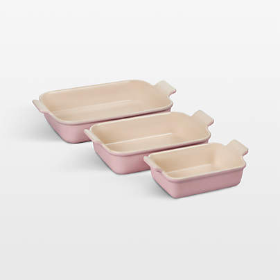 Le Creuset ® Heritage Chiffon Pink Rectangular Dishes, Set of 3