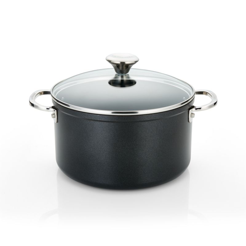 Le Creuset Toughened Non-Stick Pro 6.3-Qt. Hard-Anodized Aluminum Stockpot  with Glass Lid + Reviews | Crate u0026 Barrel