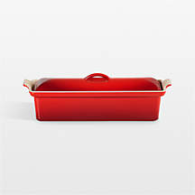 Le Creuset 2-Qt. Cerise Enameled Cast Iron Pate Terrine Dish + Reviews | Crate & Barrel