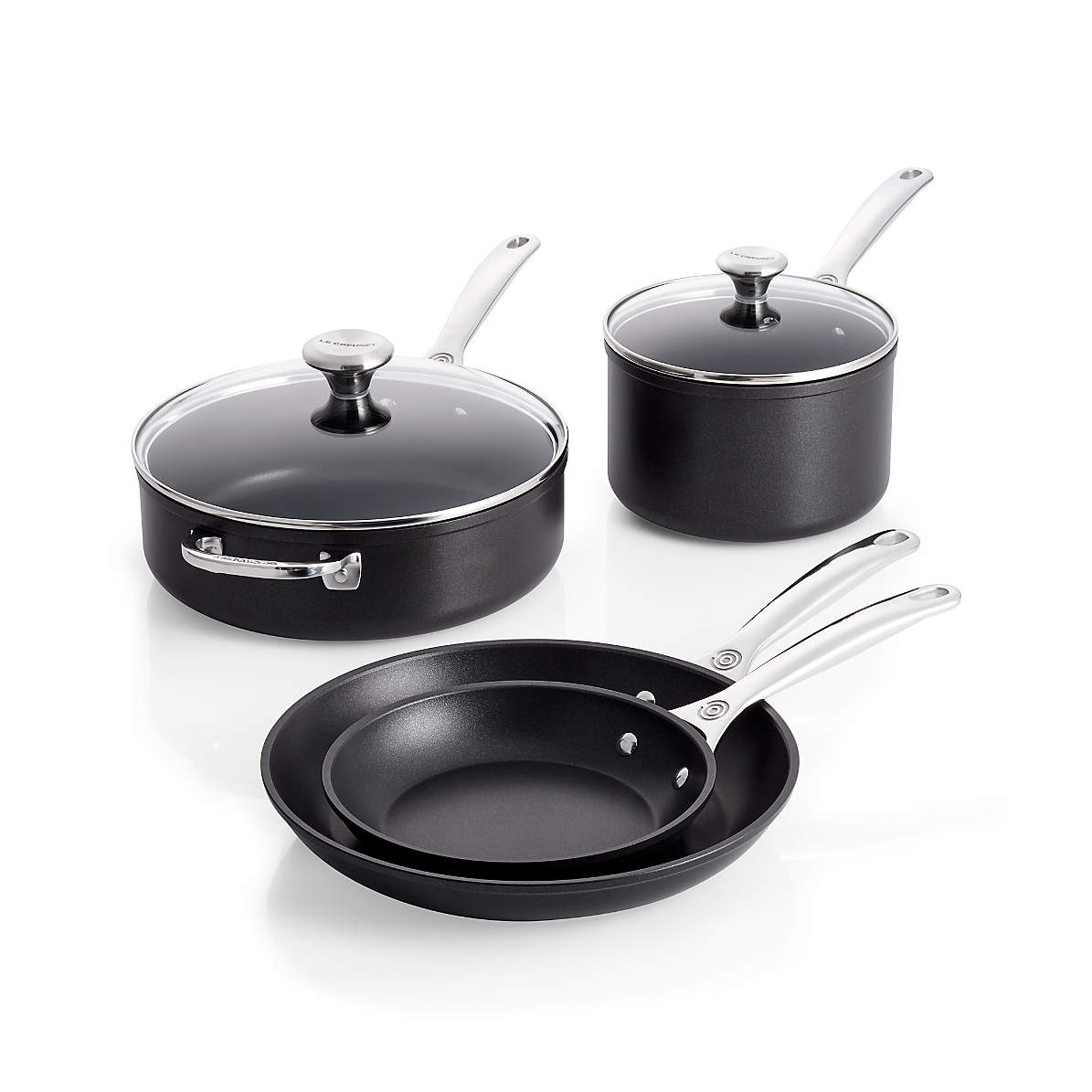 Le Creuset ~ Stainless Steel ~ 6 Piece Set (8 Nonstick Fry Pan, 10 Fry  Pan, 2 qt. Saucepan w/ Lid & 3.5 qt. Nonstick Saucier Pan with Lid), Price  $525.00 in Pittsburgh, PA from Contemporary Concepts