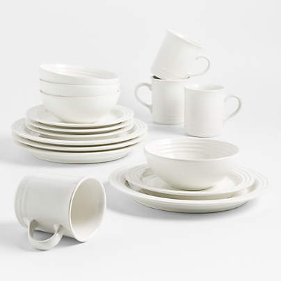 Marin White 16-Piece Dinnerware Set + Reviews | Crate & Barrel