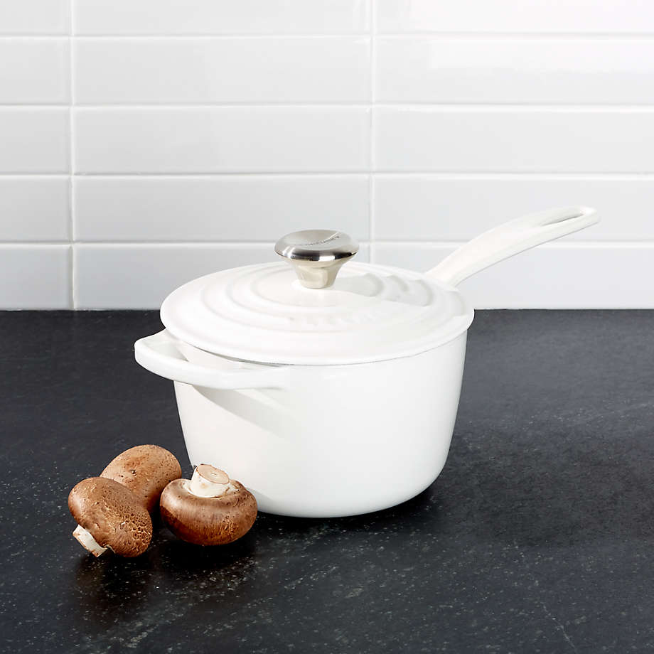 Le Creuset Signature White 175 Qt Saucepan With Lid Reviews Crate