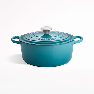 View Le Creuset ® Signature 5.5-Qt. Caribbean Enameled Cast Iron Dutch Oven details