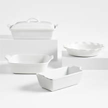 Le Creuset 5-Piece White Stoneware Ceramic Bakeware Set + Reviews | Crate & Barrel