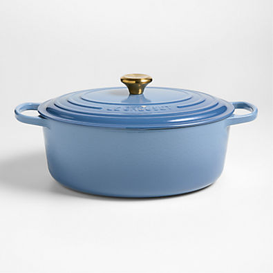 View Le Creuset ® Signature 8-Qt. Chambray Enameled Cast Iron Oval Dutch Oven details