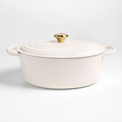 View Le Creuset Signature ® 8-Qt. Cream Enameled Cast Iron Oval Dutch Oven details
