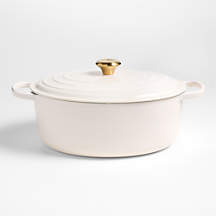 Le Creuset Signature 8-Qt. Cream Enameled Cast Iron Oval Dutch Oven + Reviews | Crate & Barrel