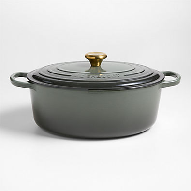 View Le Creuset ® Signature 8-Qt. Thyme Enameled Cast Iron Oval Dutch Oven details