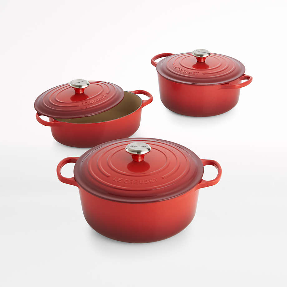 Lareina Enameled Cast Iron Dutch Oven with Lid and Dual Handles, Red