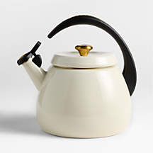 Le Creuset Signature Cloche 2.2-Qt. Cream Whistling Tea Kettle + Reviews | Crate & Barrel