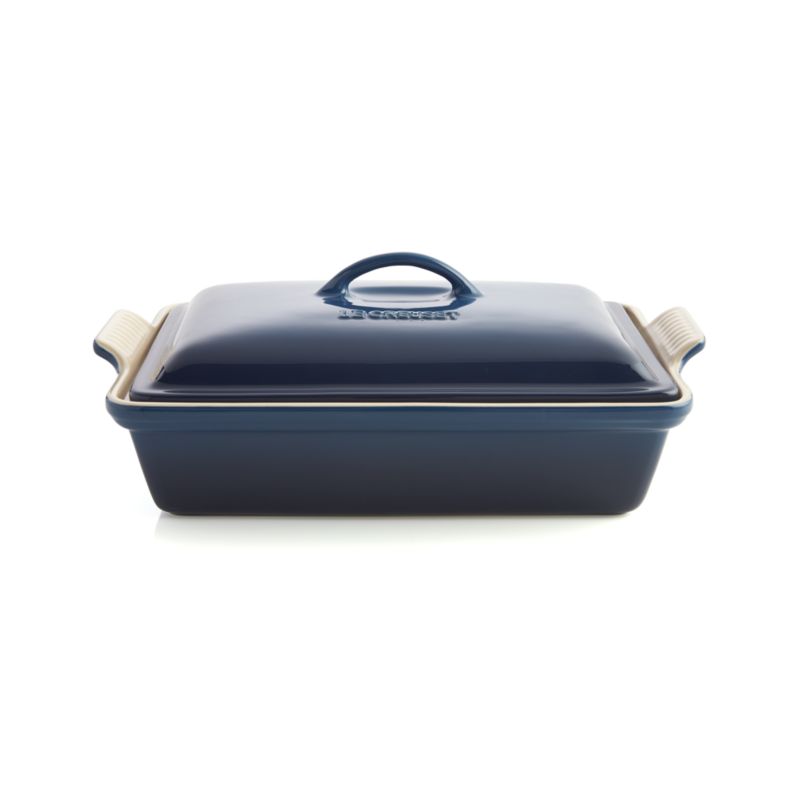 Le Creuset Heritage Covered Rectangular Stoneware Ink Blue Ceramic ...