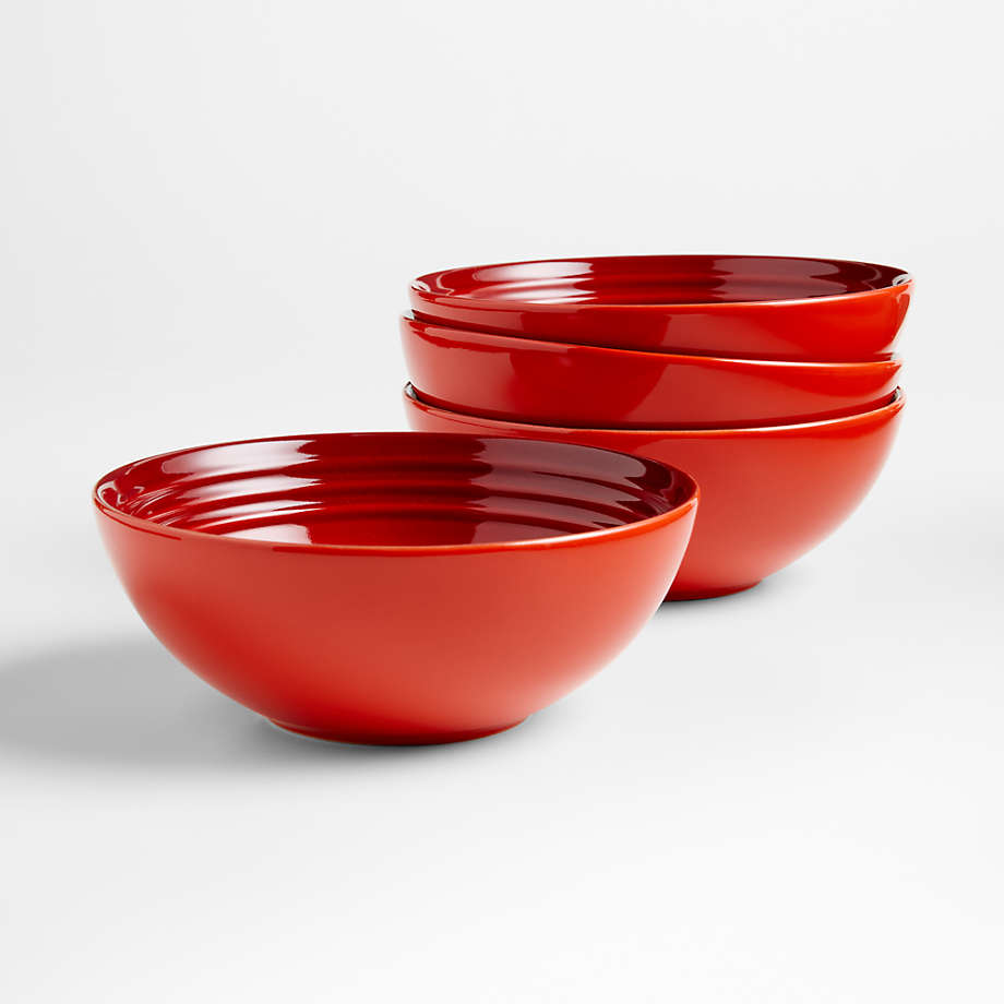 Le Creuset Set of 4 Cereal Bowls Cerise Red + Reviews | Crate & Barrel