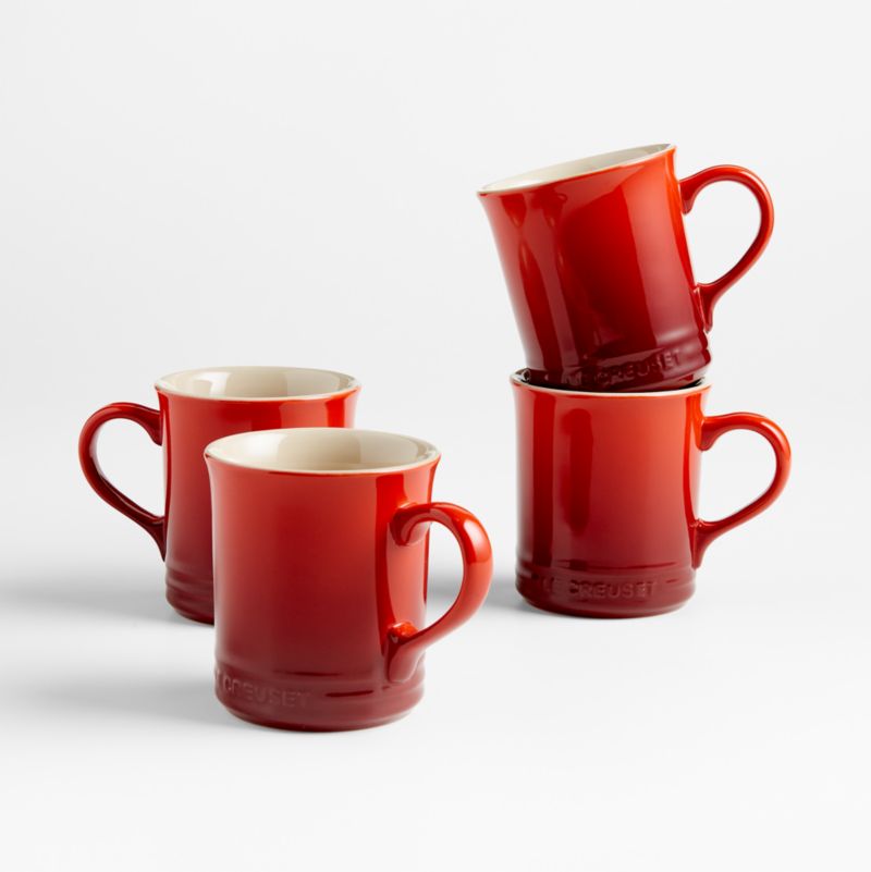 Le Creuset Giant Cappuccino Mugs Bistro Mugs Cerise Red Set of -  in  2023