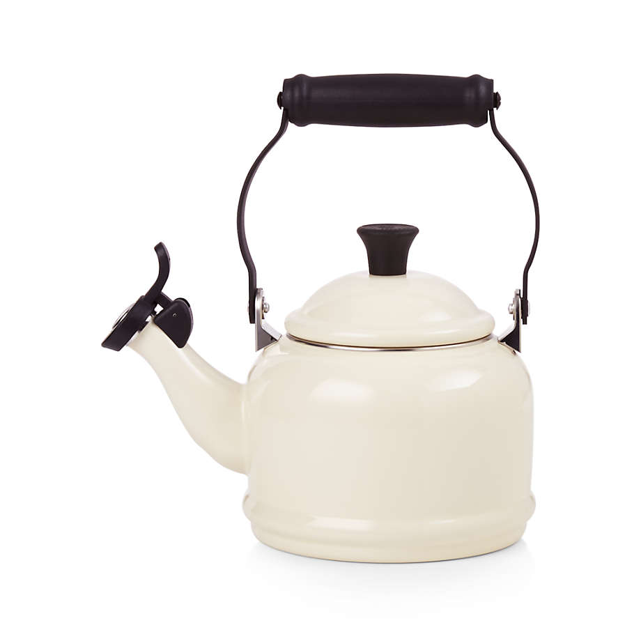 Le Creuset Demi 1.25-Qt. White Stovetop Whistling Tea Kettle +