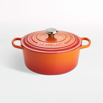 View Le Creuset ® Signature 5.5-Qt. Flame Orange Enameled Cast Iron Dutch Oven details