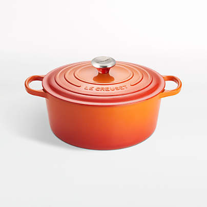 1950s Flame Le Creuset Dutch Oven Round 2.5 Qts Size C Large