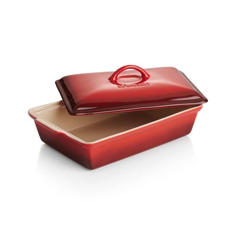 Le Creuset ® Heritage 15" Cerise Red Rectangular Ceramic Baking Dish with Lid - image 5 of 10