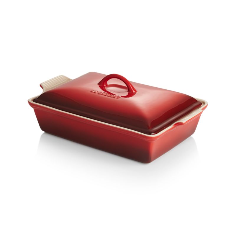 Le Creuset ® Heritage 15" Cerise Red Rectangular Ceramic Baking Dish with Lid - image 6 of 10