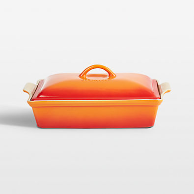 View Le Creuset ® Heritage 4-Qt. Flame Rectangular Casserole Dish with Lid details