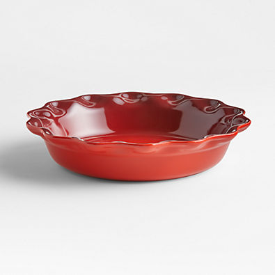 View Le Creuset ® Heritage 9" Cerise Stoneware Pie Dish with Fluted Rim details
