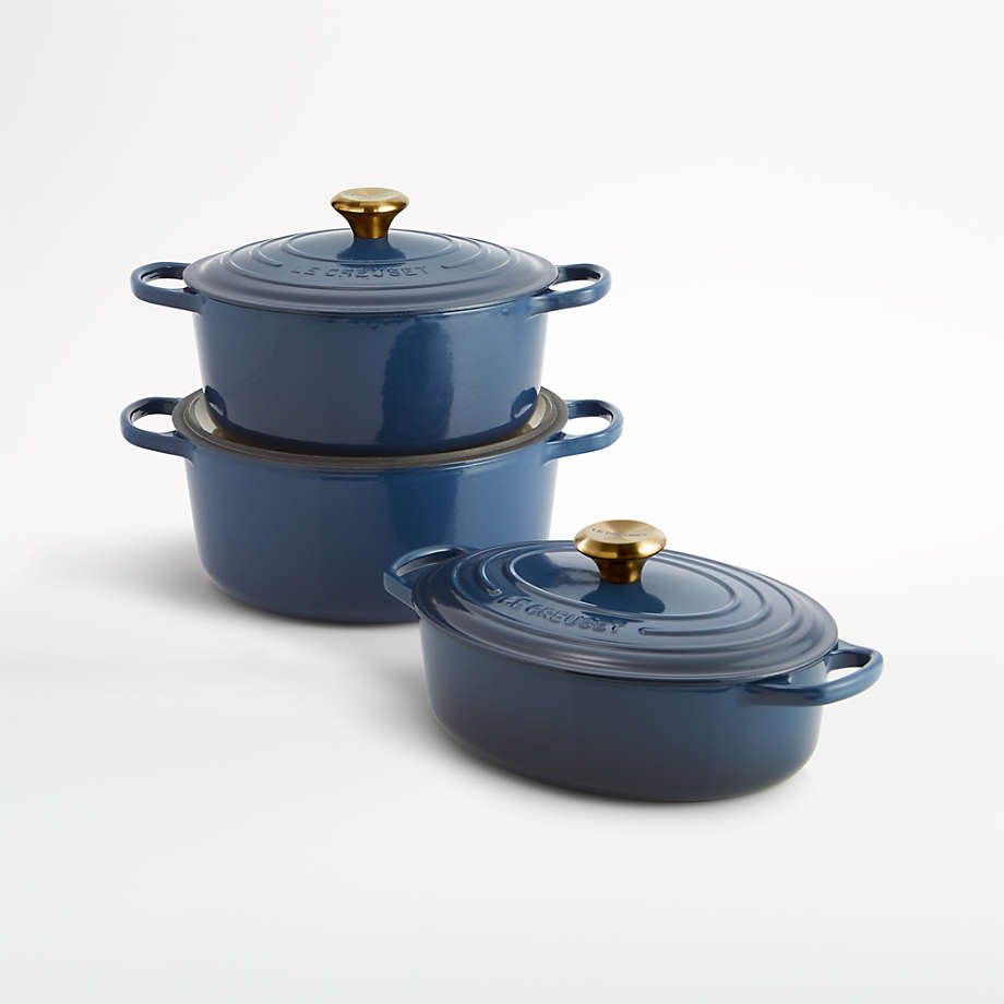 Le Creuset Signature Round 5.5-Qt. Ink Blue Enameled Cast Iron Dutch Oven  with Lid + Reviews