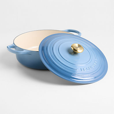 View Le Creuset ® Signature 6.75-Qt. Chambray Enameled Cast Iron Round Wide Dutch Oven details