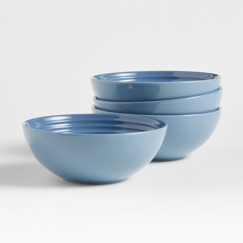 Le Creuset Chambray Blue Cereal Bowls Set Of 4 Crate And Barrel Canada 8619