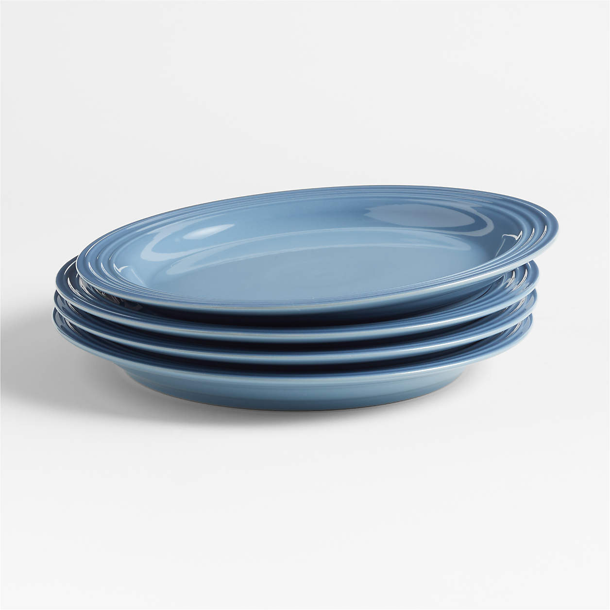 Le Creuset Chambray Blue Dinner Plates, Set of 4 (On Crate and Barrel)