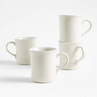 White Mugs, Set of 4