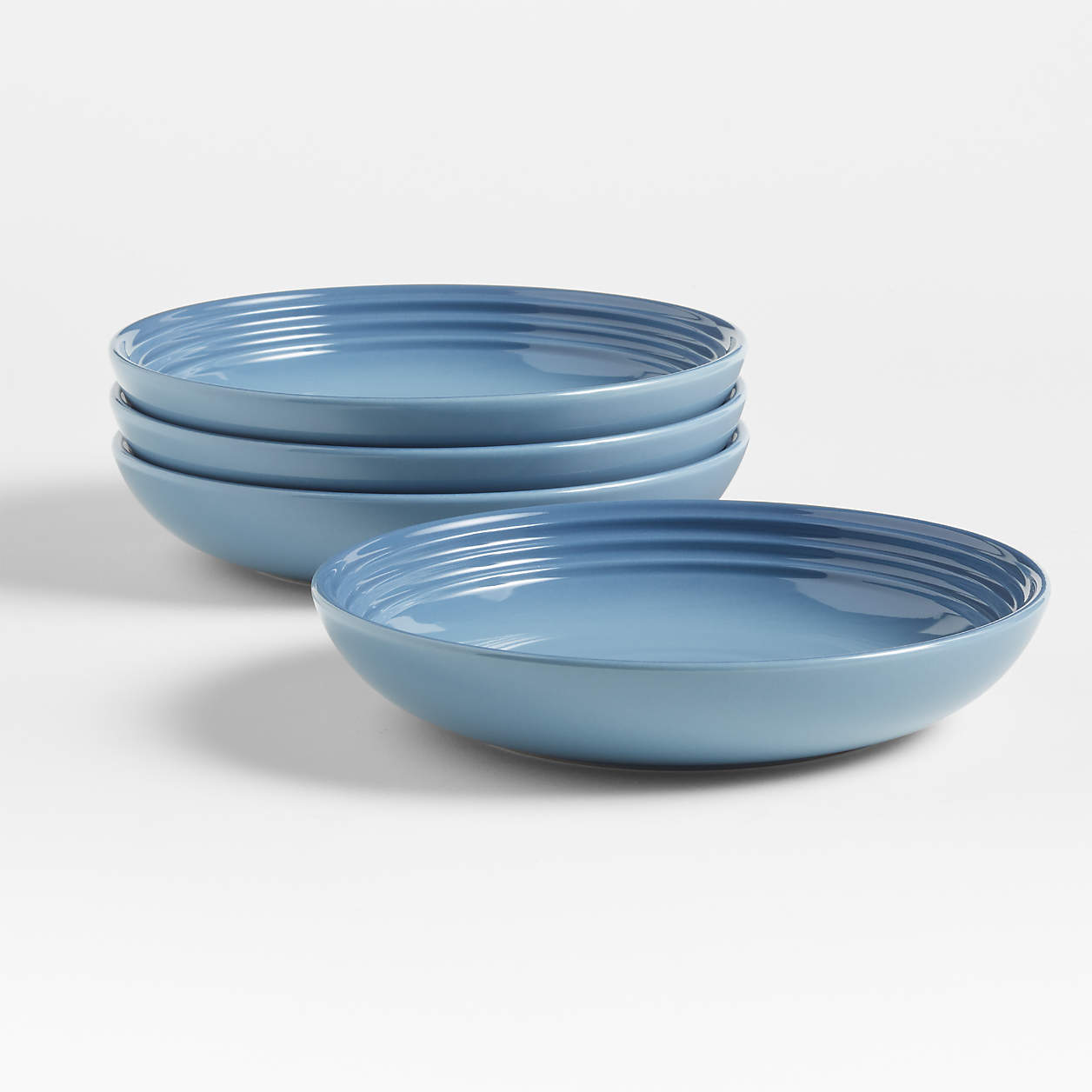 Le Creuset Chambray Blue Pasta Bowls, Set of 4 (On Crate and Barrel)