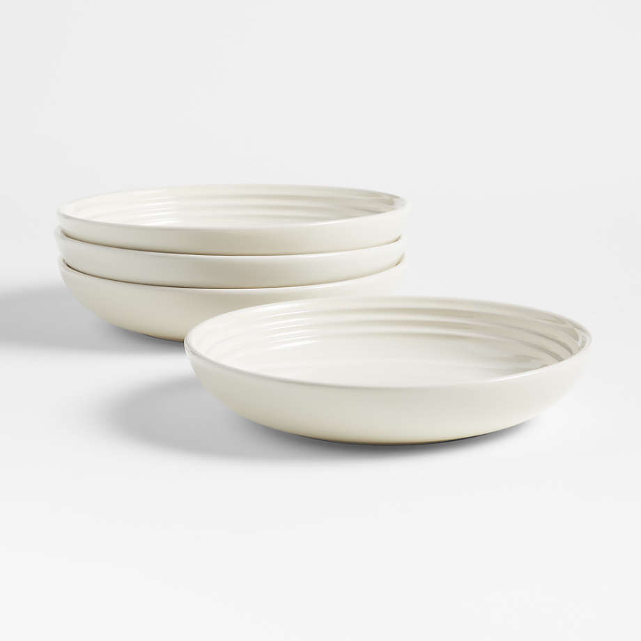 Le Creuset White Bowl Plates, Set of 4 + Reviews | Crate & Barrel