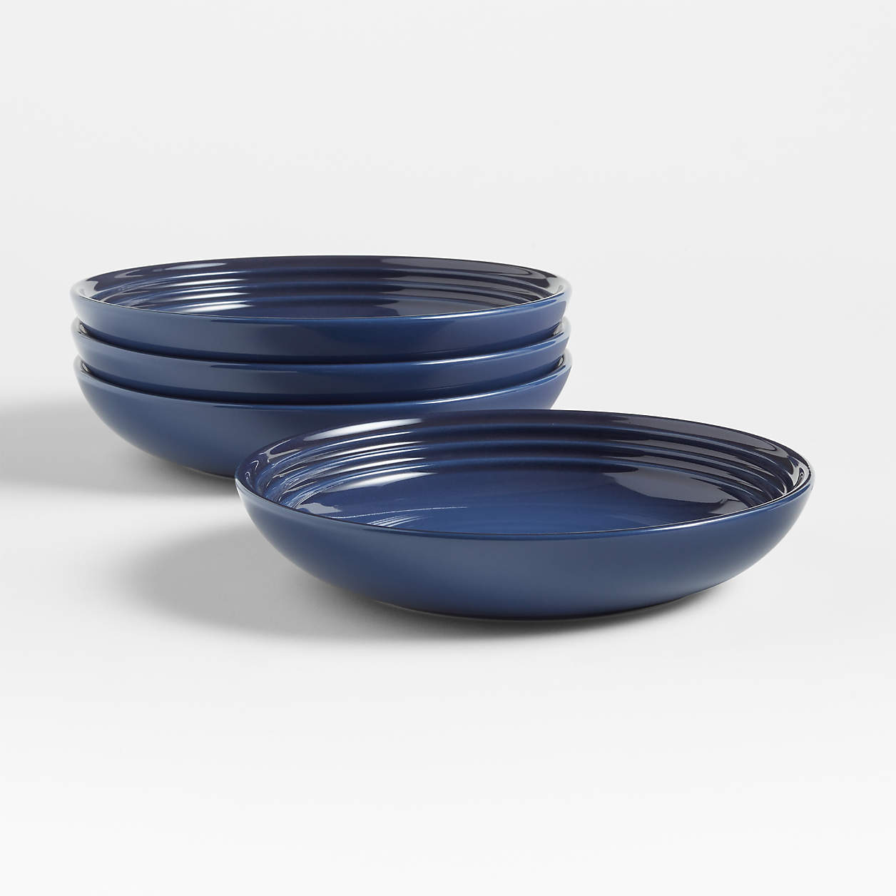 Le Creuset Ink Blue Bowl Plates Set Of 4 Reviews Crate And Barrel