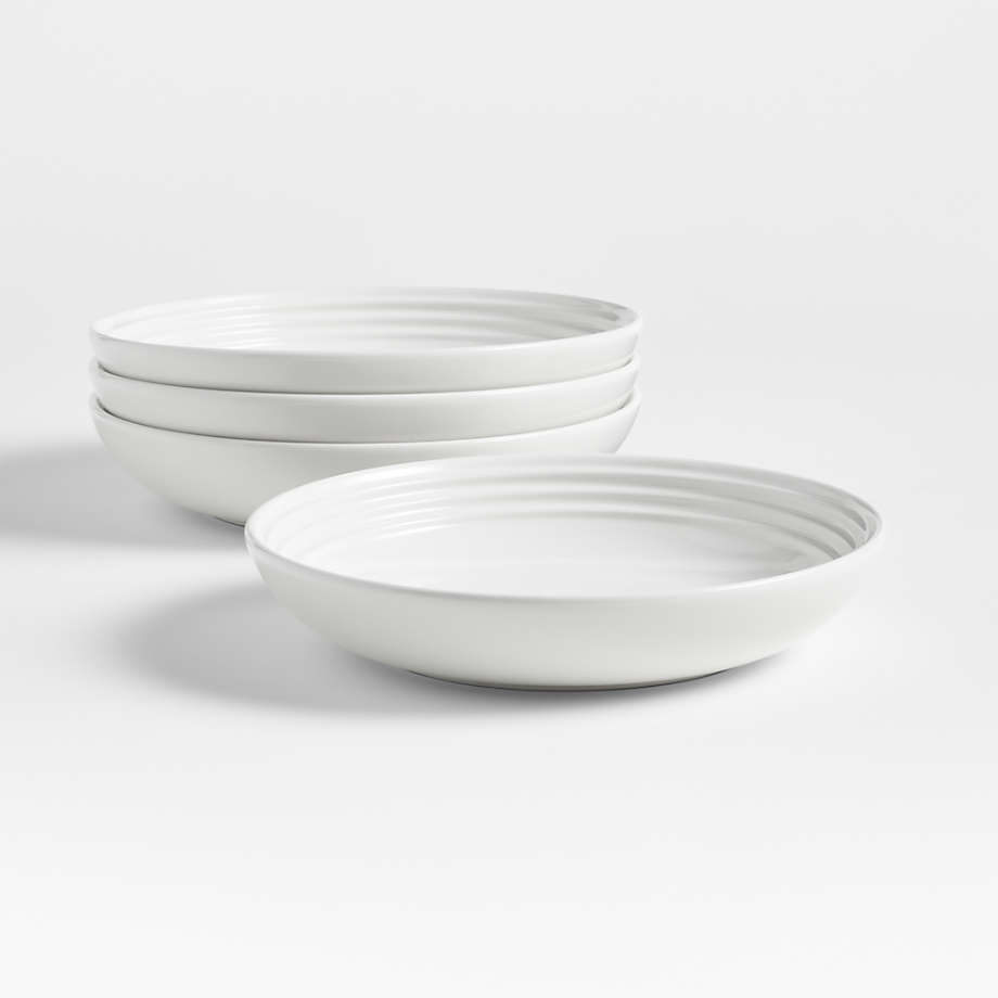 Le Creuset White Bowl Plates, Set of 4 + Reviews | Crate & Barrel