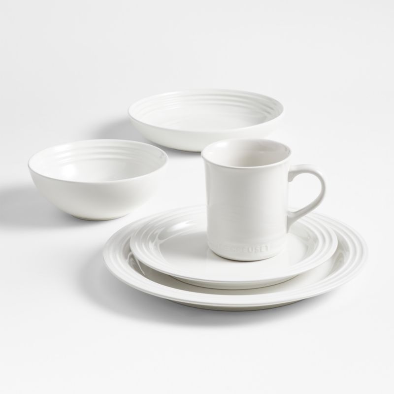 Le Creuset White Bowl Plates Set Of 4 Reviews Crate And Barrel