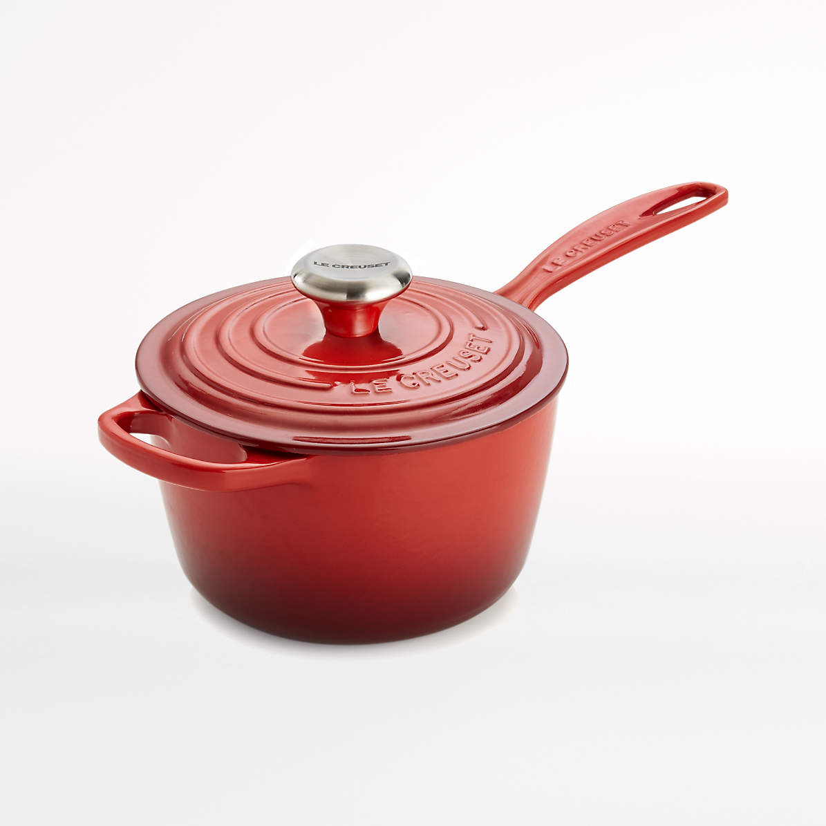 RED ENAMELED CAST IRON SAUCE PAN
