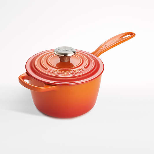Le Creuset ® Signature 1.75-Qt. Flame Orange Enameled Cast Iron Saucepan with Lid