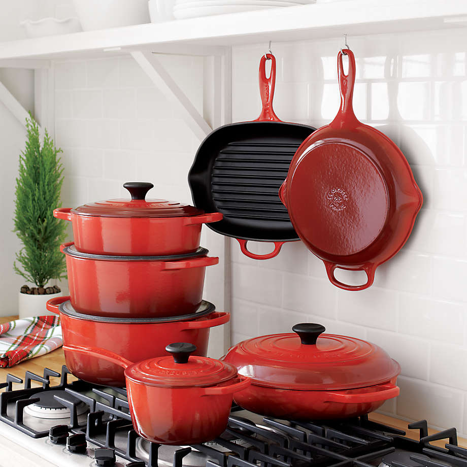 Le Creuset 10 Piece Signature Cast Iron Cookware Set - Cerise