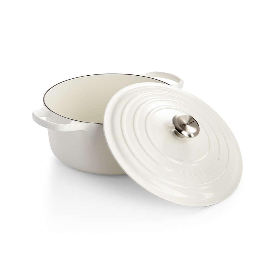 Le Creuset Signature Round White Enameled Cast Iron Dutch Ovens with Lids |  Crate & Barrel