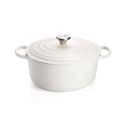 Le Creuset Signature Round White Enameled Cast Iron Dutch Ovens with Lids |  Crate & Barrel