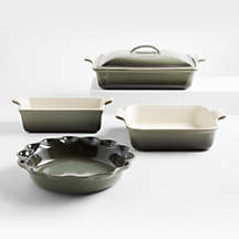 Le Creuset Heritage Thyme 5-Piece Stoneware Bakeware Set + Reviews | Crate & Barrel