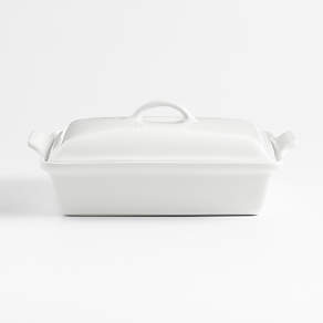LE CREUSET ホワイト Le Creuset Heritage Covered Oval 4-Qt. White Stoneware Ceramic