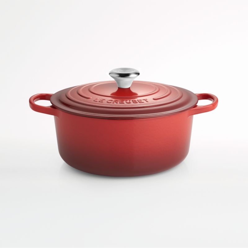 Le Creuset Signature 9-Qt. Round Cerise Red Enameled Cast Iron Dutch Oven  with Lid + Reviews