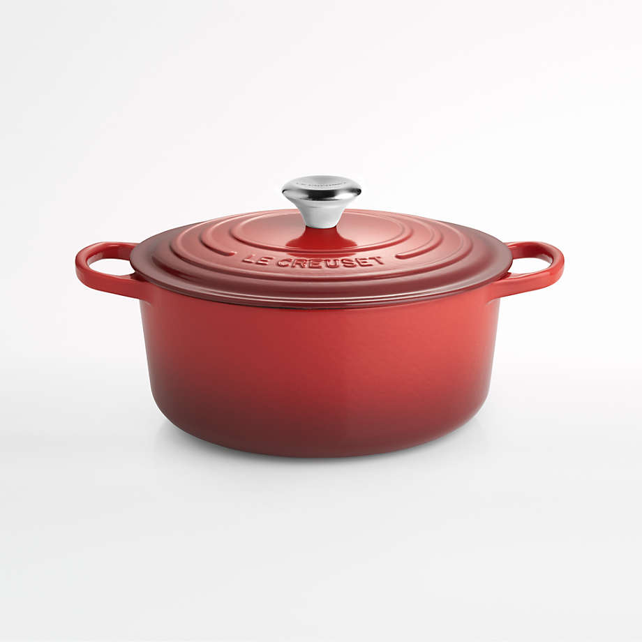 Le Creuset Signature 55 Qt Round Cerise Red Enameled Cast Iron Dutch Oven With Lid Reviews