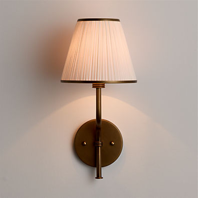 View Le Moyne Brass Wall Sconce Light with Fabric Shade Set of 2 details