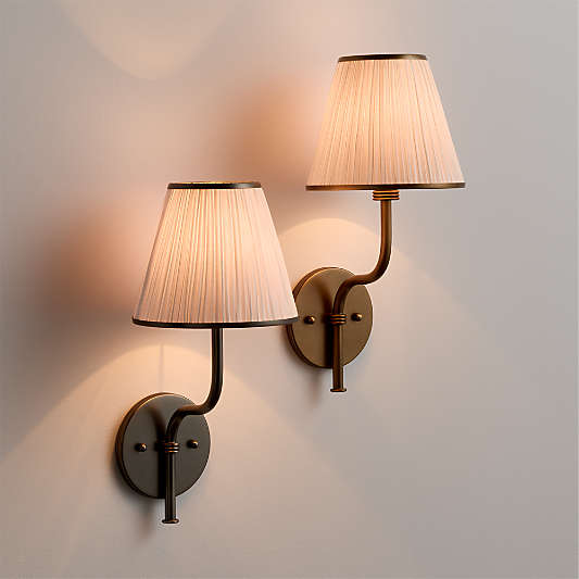 Le Moyne Wall Sconce Lights with Fabric Shade, Sets of 2